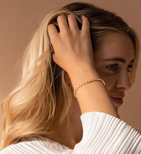 MBW Gold Bracelets for Women Trendy, Dainty 14K Gold Plated Bracelet Stack Beaded Chain Bracelet Set Thin Small Cute Paperclip Bracelets Fashion Waterproof Jewelry Gift Gold Accessories for Women thumbnail 3
