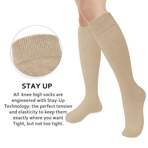 we fleece 5 Pairs Warm Knee High Socks for Women-Thermal Cotton Socks for Hiking,Work,Winter,Gifts thumbnail 3