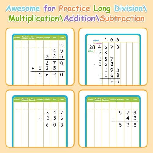 PraxiKidy 12 Pack Long Division Dry Erase Card Chart,12" x 9" Multiplication Flash Card Math Manipulative Small Whiteboard for Student Teacher 2ND 3RD 4TH Grade Classroom Homeschool Supplies Essential thumbnail 3