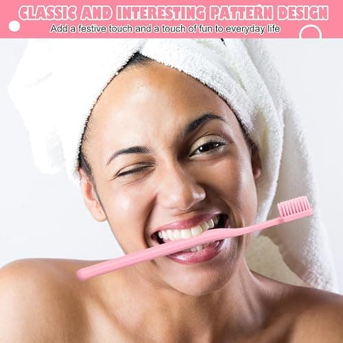 FoldTier 12 Pcs Pink Toothbrush Extra Soft Toothbrush Intensive Clean Tooth Brush for Adult Deep Clean Tooth Brush Individually Wrapped Gentle Bristle for Home Hotel Travel(Classic,Pink) thumbnail 4