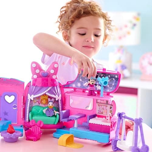 Disney Junior Minnie Mouse Bows-A-Glow Rolling Glamper 13-piece Figures and Playset, Kids Toys for Ages 3 Up, Amazon Exclusive by Just Play thumbnail 2