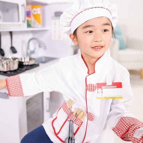 Melissa & Doug Chef Role Play Costume Dress-Up Set (8-Piece) - Chef's Jacket, Hat, Name Tag - Pretend Chef Dress up Outift with Realistic Accessories, Kids Dress Up for Toddlers & Children Ages 3+ thumbnail 2