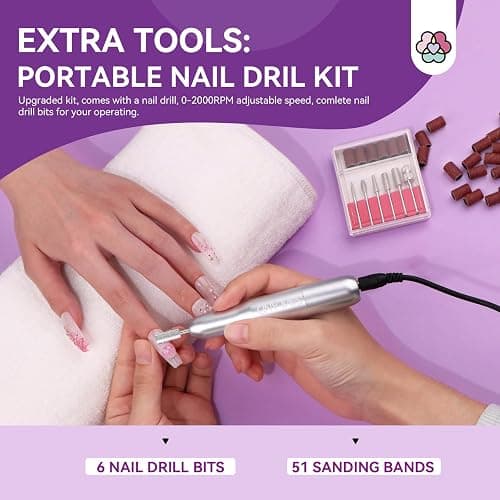 SAVILAND Builder Nail Gel Kit – Clear Pink Nudes Sculpture Hard Gel Nail Drill Kit Nail Form Nail Extension Shaping for Home DIY Salon thumbnail 6