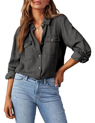 TUREAU Women's Chambray Denim Shirt
