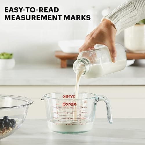 Pyrex 4-Cup Glass Measuring Cup For Baking and Cooking, Dishwasher, Freezer, Microwave, and Preheated Oven Safe, Essential Kitchen Tools thumbnail 2