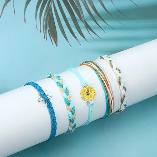 LOLIAS 24 Pieces Waterproof String Bracelets for Women Surfer Wave Boho Bracelet Adjustable Handmade Friendship Bracelet String Ocean Beach Boho Bracelets Anklets for Women thumbnail 7