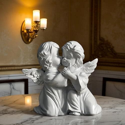 OwMell Little Angel Statue Figurine, Resin Cherub Statue Sleeping Angle Sculpture, Remembrance Healing Sympathy Gift for Memorial, Shelf Home Living Room Desktop Office Decoration - Hugging Angels thumbnail 4