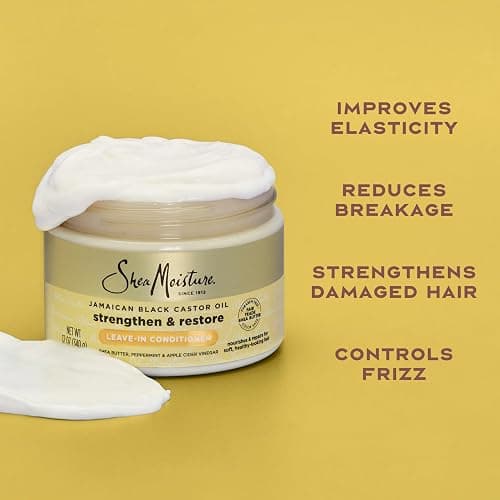 SheaMoisture Jamaican Black Castor Oil Leave In Conditioner 100% Pure Jamaican Black Castor Oil For Damaged Hair to Soften and Detangle Hair 11.5 oz thumbnail 4