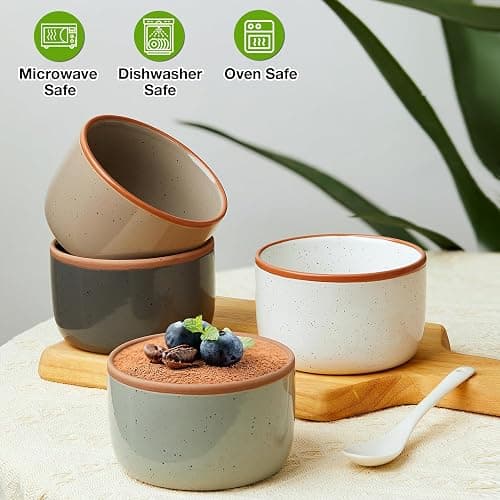 Morandi Color Ramekins Set of 6, 6 oz Creme Brulee Ramekin Oven Safe, Porcelain Ramekin Bowls, Mini Cheesecake Pans, Small Baking Dish, Dipping Sauce Bowls, Ramekins for Baking Souffle, Ice Cream thumbnail 3