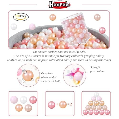 Heopeis Ball Pit Balls Pack of 100 200 500 - Star and Round Set BPA Free Phthalate Free Non-Toxic Crush Proof Play Balls Soft Plastic Balls for Toddlers Baby Kids Birthday Pool Tent Party thumbnail 4