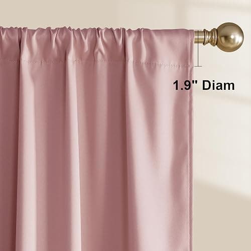 NICETOWN 100% Blackout Pink Curtains 63 Inches Long, W52 x L63, 2 Panels | Rod Pocket Light Blocking Window Treatments, Home Decor Thermal Insulated Drapes for Girls Room thumbnail 3