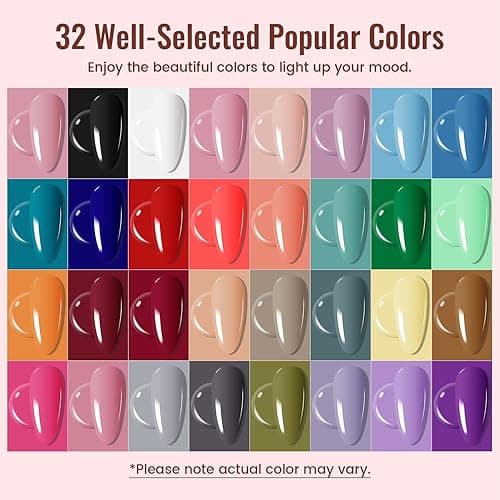 JODSONE Gel Nail Polish Kit with U V Light 32 Colors Gel Polish Nail + 4 Functional Adhesive Bottles Kit Soak Off Manicure Tools Gifts for Women thumbnail 3