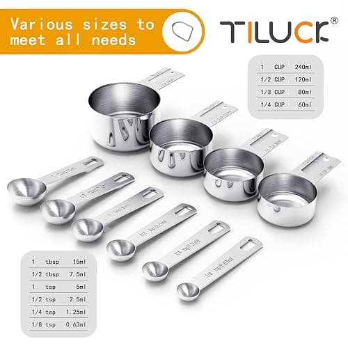TILUCK Stainless Steel Measuring Cups & Spoons Set, Cups and Spoons,Kitchen Gadgets for Cooking & Baking (10) thumbnail 3