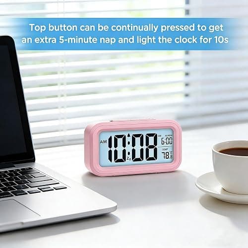 Lesipee Digital Alarm Clock for Bedroom, Desk Clock Battery Operated, Digital Clock with Extra Loud Alarm, Temperature, Auto-Dim and 12/24H Display Snooze Function for Heavy Sleepers Gifts for Kids thumbnail 4