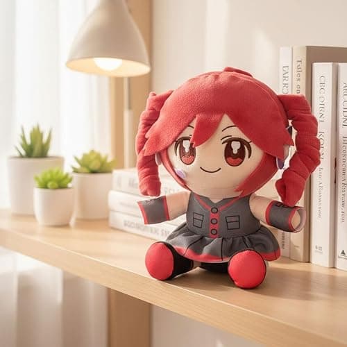 Collectible Pink Drill Twin Tail Girl Plush 22cm, Cute Anime Plush Character with 3D Twin-Drill Hair, Red and Black Outfit Figure Stuffed, Soft Anime Plushie Pillow Gift for Fans & Collectors thumbnail 2