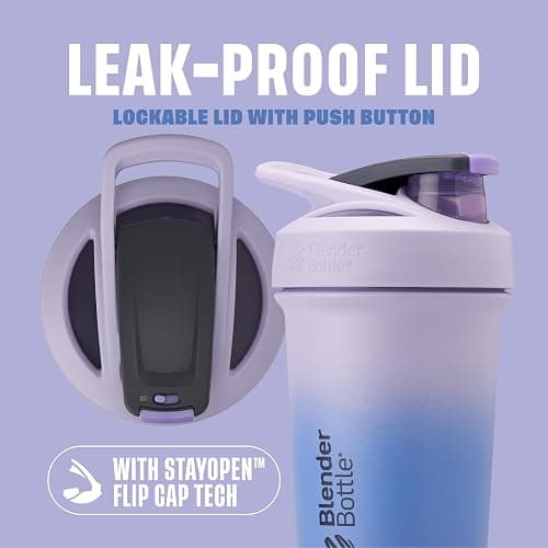 BlenderBottle Strada Sleek Insulated Stainless Steel Water Bottle with Wire Whisk, 25-Ounce, Lavender Ombre - Lavender Ombre thumbnail 4