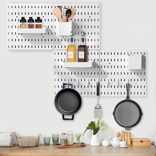 YIQXKOUY 22" x 22" Pegboard Combination Wall Organizer Kit Including 4 Pieces Peg Board and 36 Accessories Modular Hanging Wall Mount Display Peg Board Panel Kits for Bedroom, Home, Office, Bathroom thumbnail 8