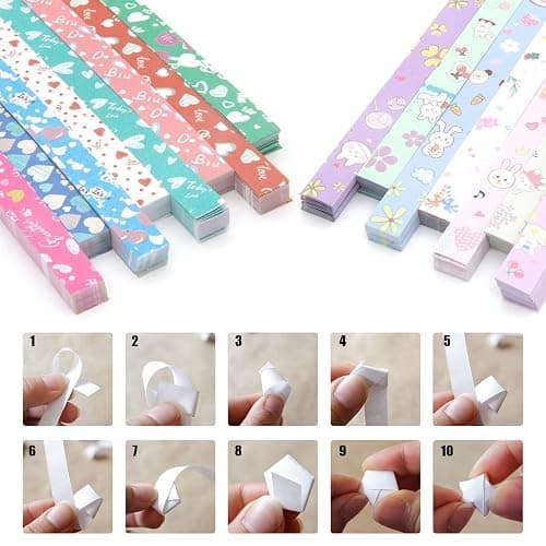 2240 Sheets Origami Star Paper Strips with 4 Different Designs of Cute Cartoon Origami for DIY Handcrafts thumbnail 4
