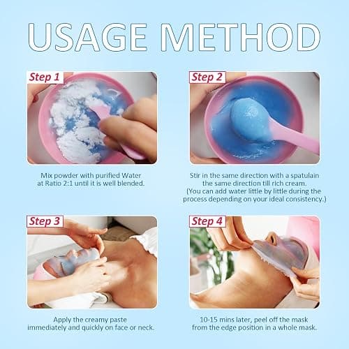 YMEYFAN 5 Jar Jelly Mask Powder for Facial Mask Professional Bundle (Turmeric, Vampire, Hyaluronic Acid, Charcoal Powder, Rose Petal) thumbnail 3