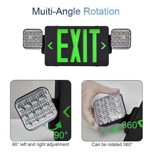 TANLUX Black Housing Exit Sign with Emergency Lights, LED Emergency Exit Light with Battery Backup, UL Listed, AC 120/277V, Commercial Emergency Lights Combo for Business - 1 Pack thumbnail 3
