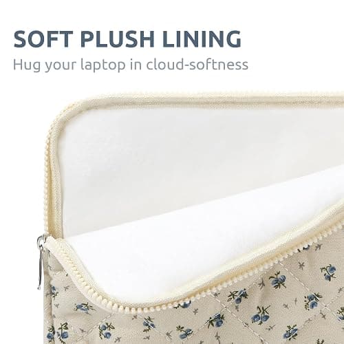 Puffy Laptop Sleeve 13-15.6 Inch Cute Quilted Laptop Protective Case Padded Floral Computer Sleeve for MacBook (A-Blue, 15 Inch) thumbnail 4