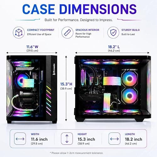Evounic Gaming Desktop PC Computer Liquid Cooled 12-Core Processor, GeForce GTX 1080 Ti 11GB, 64GB RAM, 1TB NVMe SSD, WiFi 6 & BT 5.4, 9X ARGB Fans, 650W PSU, Windows 11 thumbnail 7