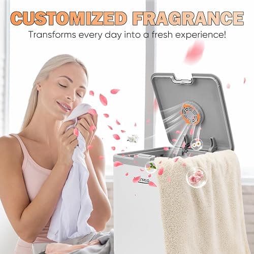 Warmio 30L Towel Warmer,Large Luxury Towel Warmers, Hot Towel Warmer with Dryer, Adjustable Heating Time Setting, Fragrance Disc,12h Delay Time,Towel Warmers for Bathroom,Spa Home (White-Grey) thumbnail 6