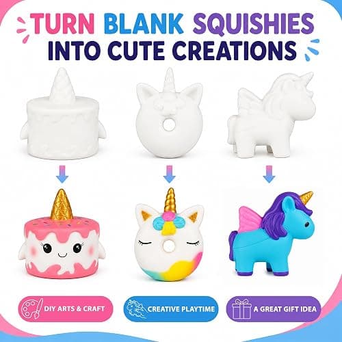 Jim&Gloria Paint Your Own Squishies, Jumbo Squishy Gifts for Girls and Boys 8 9 10 11 12 13 14, Arts and Crafts for Kids, Party Favors for Birthday, Christmas Gift for Kids, Pack of 3 thumbnail 4