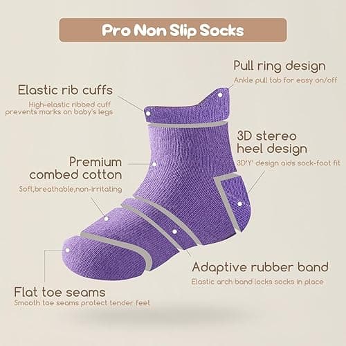 Aroveea Non Slip Grip Ankle Baby Socks 12 Pack for Toddler Boys and Girls Kids Infant Baby Cute Cotton Socks thumbnail 4