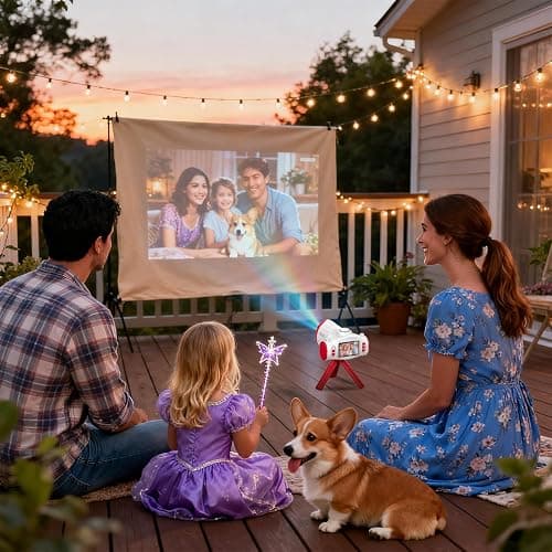 Uffylle Kids Camera with Projector, Big Screen 1080P Photography Kids Recorder with Tripod, Lanyard, 32GB Kids Video Vlogging Camera for Age 3-12, Christmas Birthday Gifts Toys for Boys Girls, White thumbnail 6