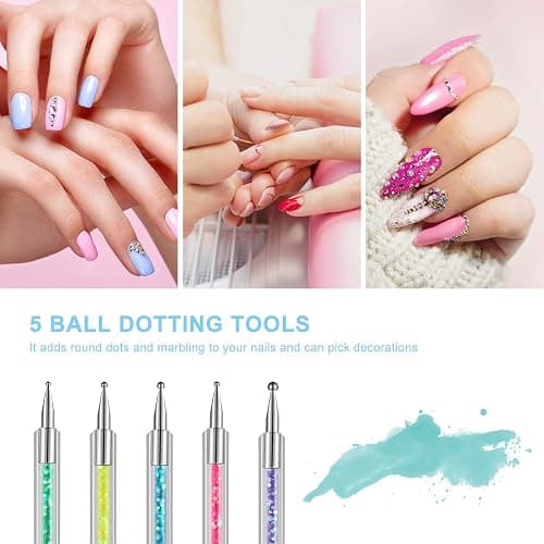 JOELELI 10PCS Nail Art Brushes Set, Double-Ended Detailing & Dotting Pens for UV Gel & Acrylic Nail Designs, Nail Art Tools for Women and Girls, Home Salon Accessories thumbnail 2