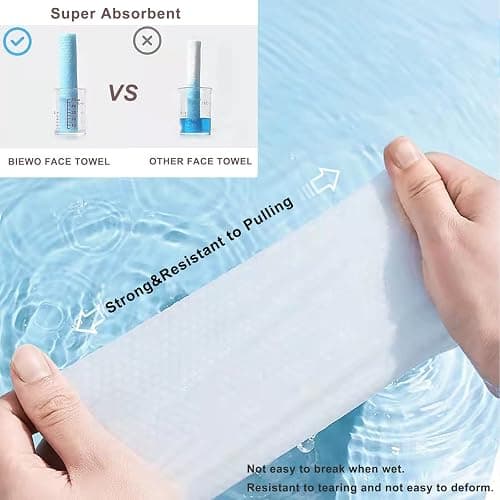 Disposable Face Towel, BIEWO Cotton Tissue Soft Dry Wipes for Women, Simple Cleaning Facial Tissues Dry Wet Dual Portable Use for Sensitive Skin & Baby & Makeup Remover & Personal Care (2 PACK=200PCS) thumbnail 7