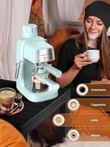 KEENSTAR 3.5Bar Espresso Machine with Milk Frother, 800W Compact Espresso and Cappuccino Machine with Preheating Function, 4 Cup Espresso Maker for Cappuccino or Latte, Gift for Coffee Lover thumbnail 7