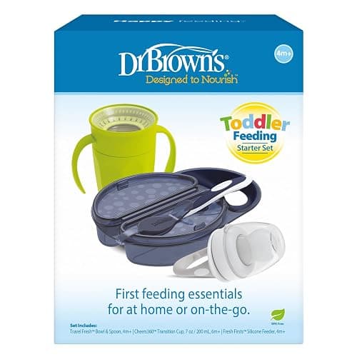 Dr. Brown's Toddler Feeding Starter Set, Travel Bundle with Cheers360 Spoutless Training Cup with Handles, 6m+, 4 Piece thumbnail 3