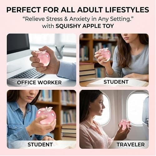 Glitter Pink Apple Squishy Toy,Slow Rebound Smooshers Stress Relief Squishy | Premium Slow-Rebound Glitter Apple Squishy Offers Portable Reusable Stress Relief As A Lovely Handy Gift thumbnail 5