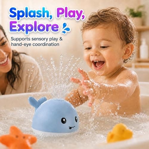 ANGGIKO Baby Bath Toys, Pool Water Toys for Babies, Toddler Bath Toys for Kids Ages 1-3, 1 Year Old Boy Girl Gift Light Up Whale Bath Toy Sprinkler, Baby 6-12-18 Months Bathtub Outdoor Water Table Toy thumbnail 8