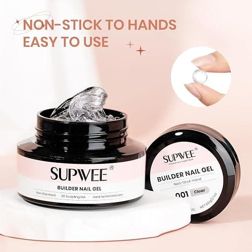 SUPWEE Solid Builder Nail Gel, 60g Large Capacity Clear 3D Nail Sculpting Hard Gel for nails Art Non-Sticky Hand for Carving Extension with Chrome Powder Home DIY Manicure thumbnail 5