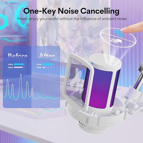 MAONO USB Gaming Microphone with Noise Cancellation, Computer PC Mic with Boom Arm, RGB Light, Mute, Gain, Monitoring Streaming Mic for Podcast, YouTube, Twitch, Discord, PS5/4, GamerWave DGM20S thumbnail 2