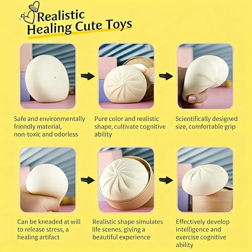 Mystery Dumpling Squishy, Extra-Large 10in Slow Rising Sensory Toy, Squeezable Decompression Dough Ball for Stress Relief, Fun Desk Fidget for Teens & Adults (Purple) thumbnail 7
