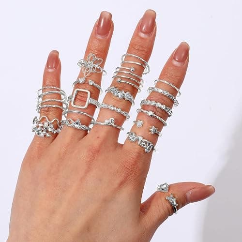 CHICUTIE Gold Knuckle Rings Set For Women Stackable Joint Finger Midi Rings Dainty Cubic Crystal Zirconia Simple Hollow Twist Cute Rings Pack Jewelry Gift thumbnail 3