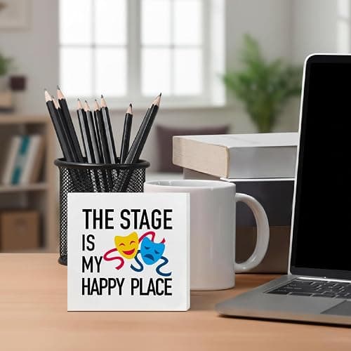 Theater Gifts, Musical Theater Decor, The Stage is My Happy Place Theatre Home Wooden Box Sign, Gifts for Musical Lovers thumbnail 2