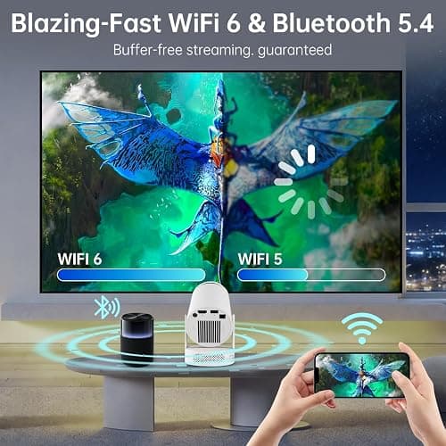 Xorytin Projector with WiFi and Bluetooth, Mini Projector with Built-in Apps, 4K Supported Smart Portable Projector, 210° Rotatable, Auto Vertical Keystone, 5W Speaker, 200 ANSI thumbnail 7