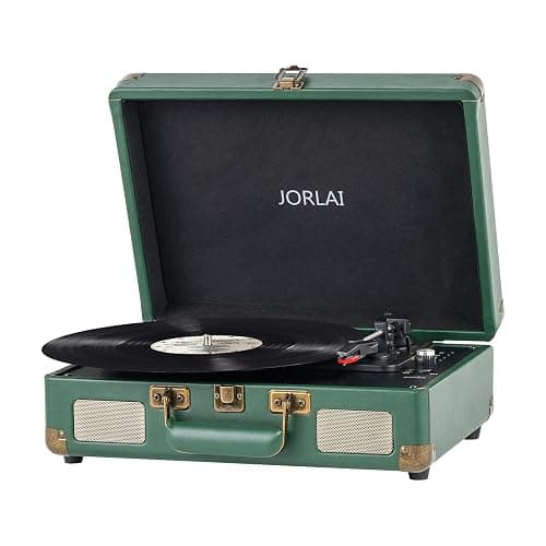 Record Player Portable with Bluetooth Connection USB Playback and Built in Rechargeable Battery 3 Speed Turntable Suitcase Design Vinyl Player with Built in Speakers for Home or Travel - Image 1