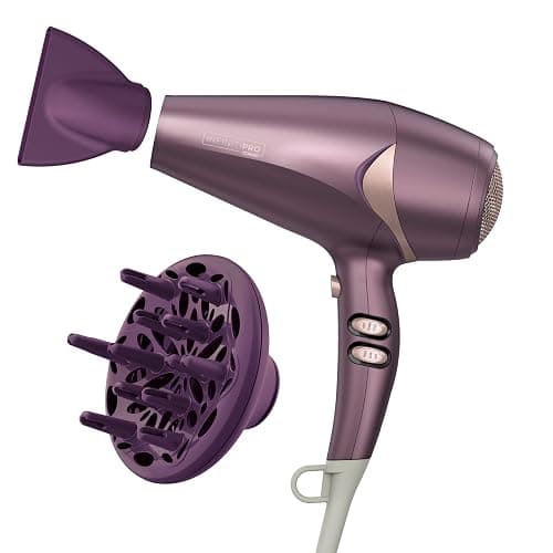 Infiniti PRO CONAIR Style & Shine Hair Dryer with Diffuser and Concentrator, 1875W Style & Shine Blow Dryer with Tourmaline and Ionic Conditioning to Fight Frizz, 3 Heat & 2 Speed Settings, Purple - Image 1