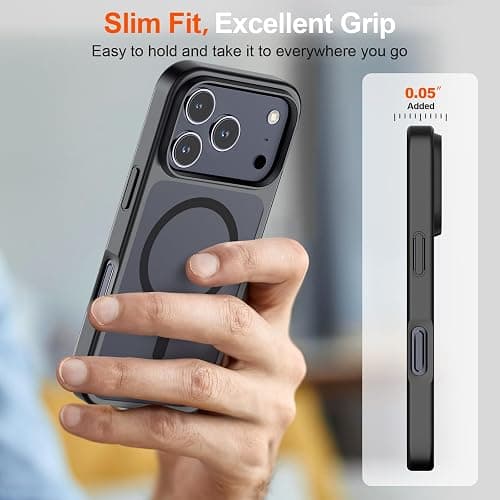 SUPFINE Magnetic for iPhone 17 Pro Case Black | With Screen Protector, Translucent Matte, Compatible with MagSafe, Military Grade Drop Proof, Rugged Shockproof Protective thumbnail 7