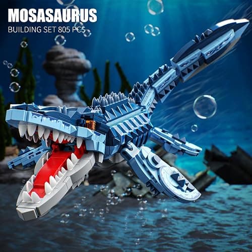 EITOLNR Mosasaurus Dinosaur Building Blocks Set, 805 PCS Dinosaur World Building Toy, Jurassic Ocean Animal Model Collection Toys for Home Decor, Birthday Gift for Adults Boys Age 8-12 thumbnail 4