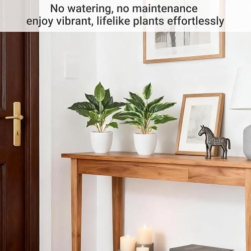 Mkono 2 Pack Fake Plants, 11" Potted Artificial Plants Home Decor Indoor | Faux Pothos, Realistic Greenery Look, for Desk Shelf Table Office Bathroom Bedroom Kitchen Decoration, Low Maintenance thumbnail 4