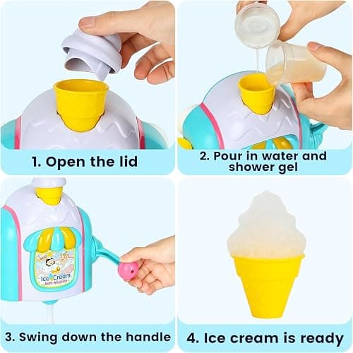 Bath Toys, Bubble Ice Cream Bath Machine Toy with Snap Buttons Not Fall, Bathtub Toys for Toddlers 1-3, Bubble Machine Toys Age 3 4 5 Year Old Girls Boys Holiday Birthday Shower Gifts thumbnail 6