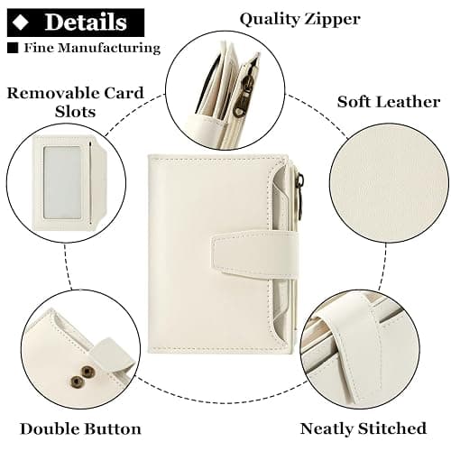 Airkit Small Wallet Women RFID Blocking Soft Leather Bifold Compact Card Holder Wallet for Women with Zipper Coin Pocket 4 ID Window thumbnail 5