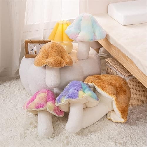 LICHENHAO Pillow Mushroom Pillow Floor Pillow Sofa Cushion Home Decoration Pillows Reading Pillow (Pink, 32cm) thumbnail 5